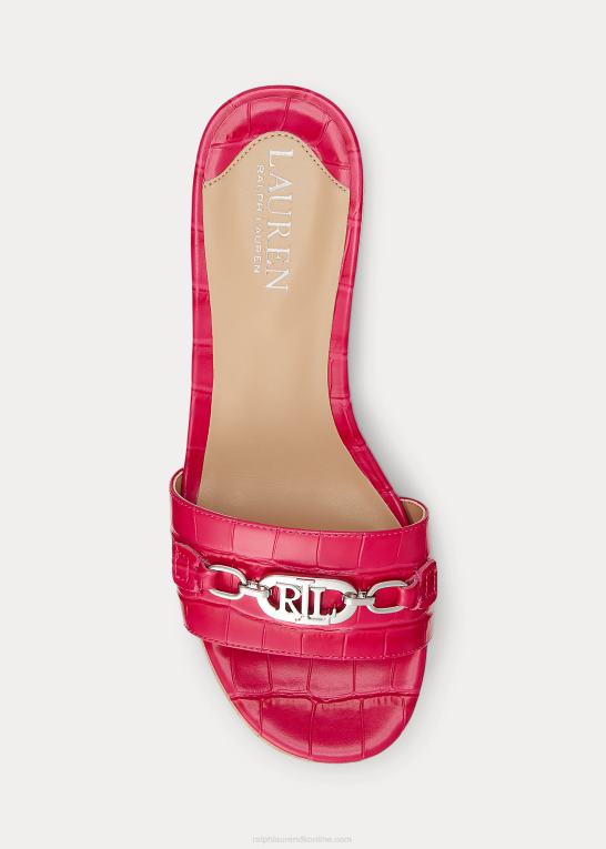 sport pink Kvinder Ralph Lauren roxanne sandal i præget læder Z426B5029