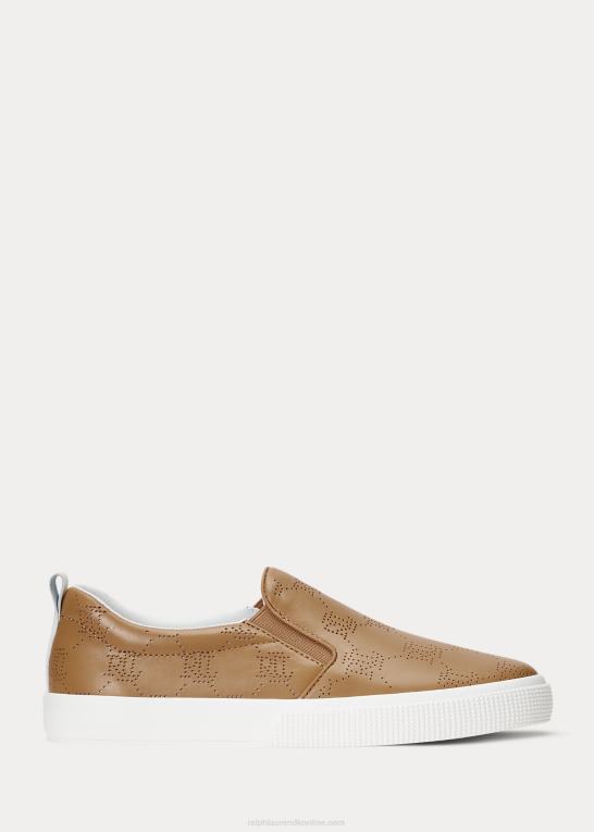 buff/snehvid Kvinder Ralph Lauren haddley slip-on sneaker i læder med logo Z426B5084