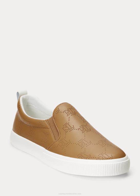 buff/snehvid Kvinder Ralph Lauren haddley slip-on sneaker i læder med logo Z426B5084