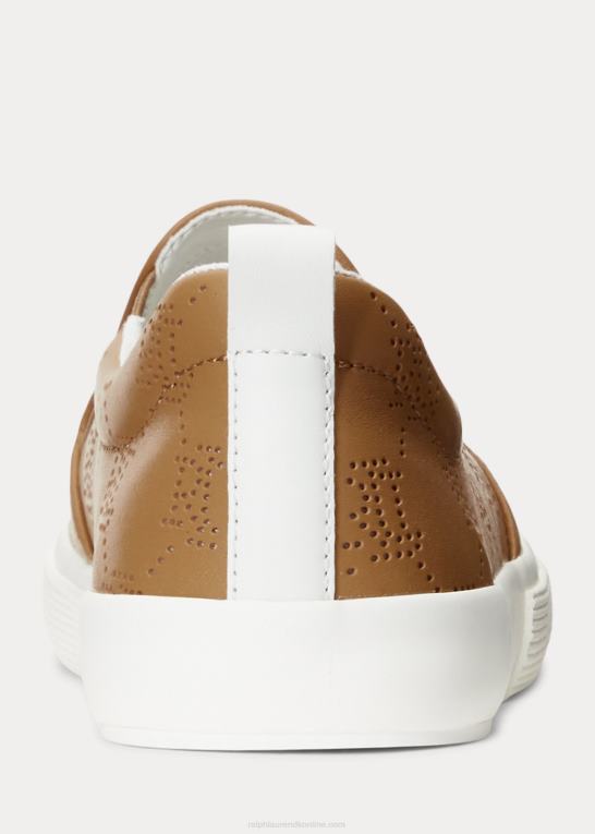 buff/snehvid Kvinder Ralph Lauren haddley slip-on sneaker i læder med logo Z426B5084
