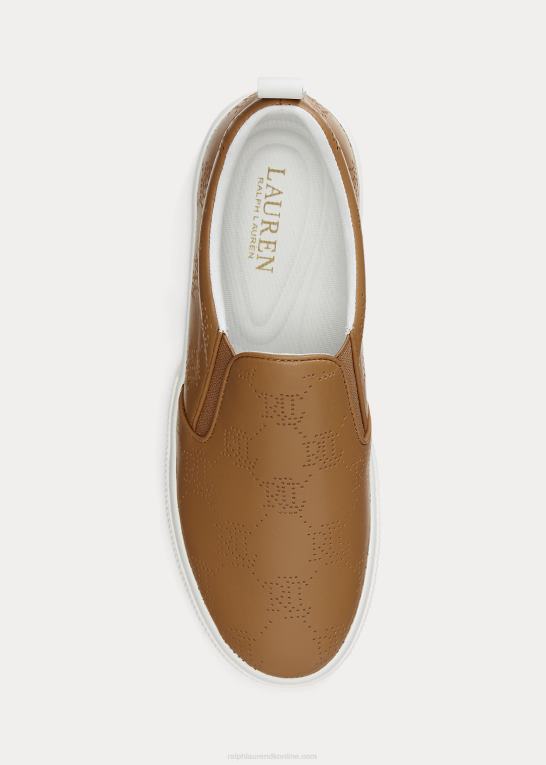 buff/snehvid Kvinder Ralph Lauren haddley slip-on sneaker i læder med logo Z426B5084