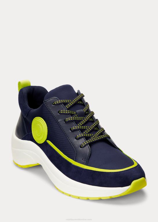 fransk flåde/key lime Kvinder Ralph Lauren sneaker i reaghan læder og ruskind Z426B5126