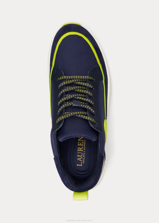 fransk flåde/key lime Kvinder Ralph Lauren sneaker i reaghan læder og ruskind Z426B5126