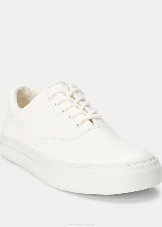 hvid Kvinder Ralph Lauren bryn læder sneaker Z426B5111