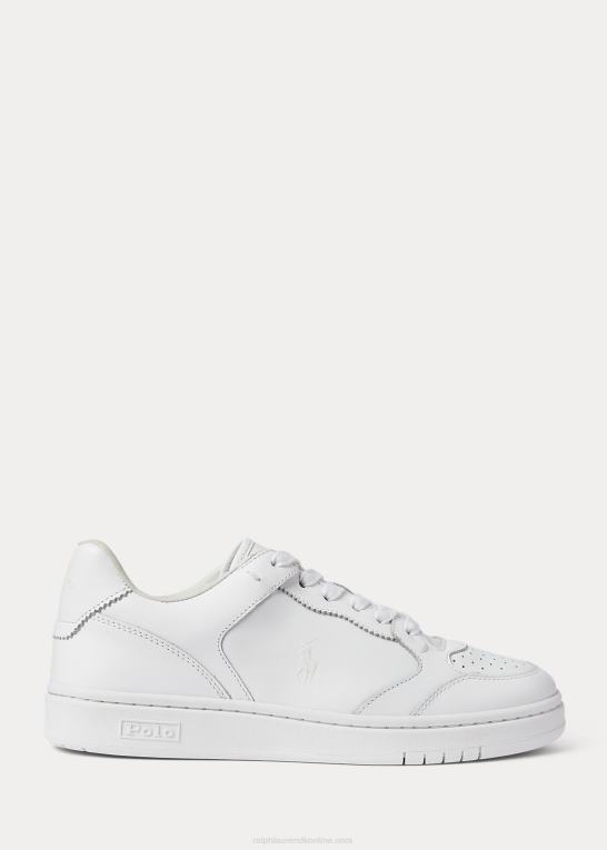 hvid Kvinder Ralph Lauren hof læder sneaker Z426B9618