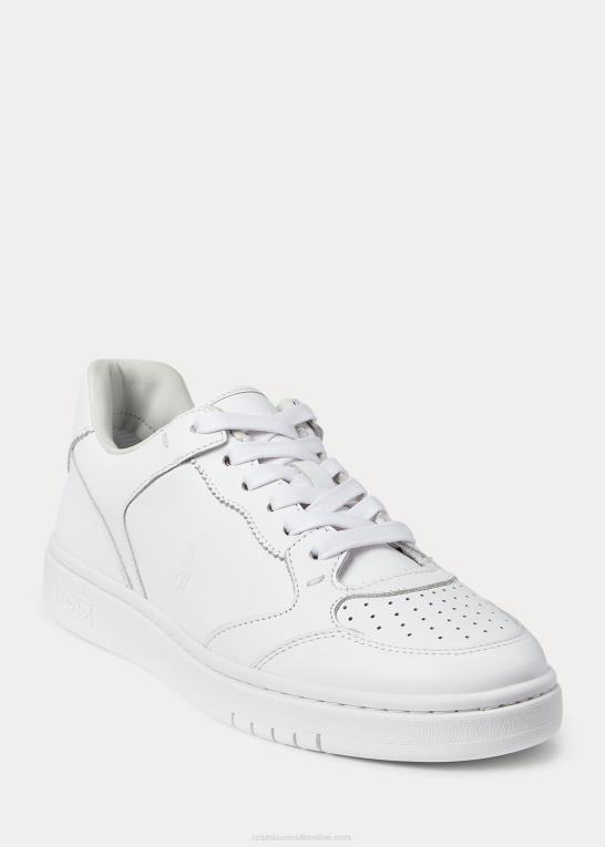 hvid Kvinder Ralph Lauren hof læder sneaker Z426B9618
