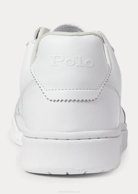 hvid Kvinder Ralph Lauren hof læder sneaker Z426B9618