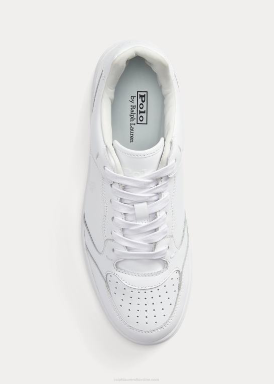 hvid Kvinder Ralph Lauren hof læder sneaker Z426B9618