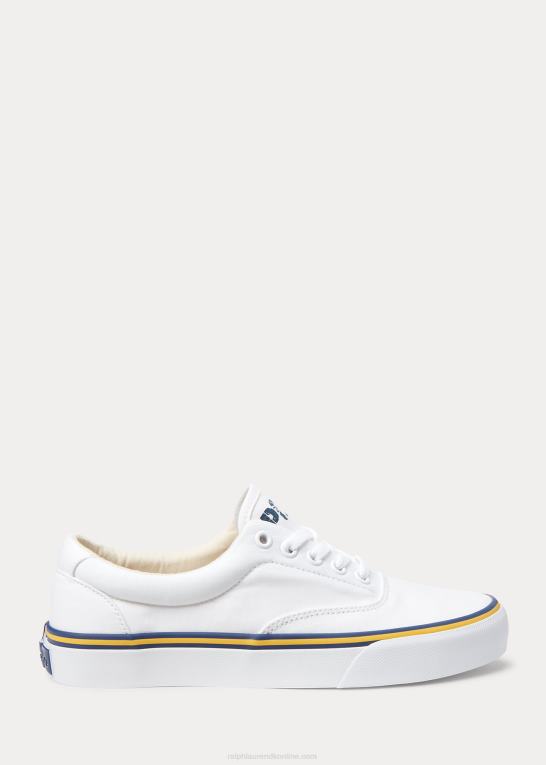 hvid Kvinder Ralph Lauren logosneaker i bomuldslærred Z426B9621