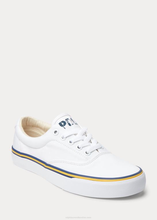 hvid Kvinder Ralph Lauren logosneaker i bomuldslærred Z426B9621