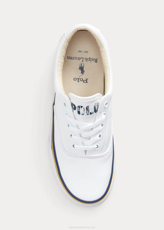 hvid Kvinder Ralph Lauren logosneaker i bomuldslærred Z426B9621