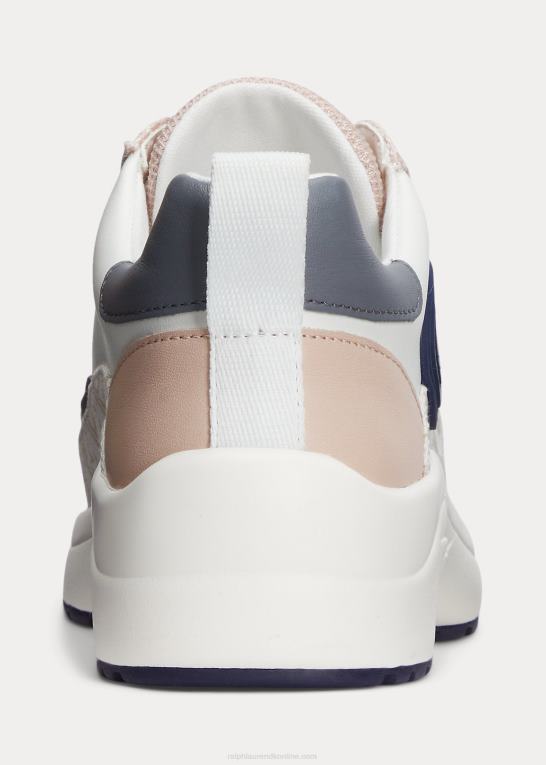 hvid/lyserød/marineblå Kvinder Ralph Lauren Reaghan logo jacquard & læder sneaker Z426B5086