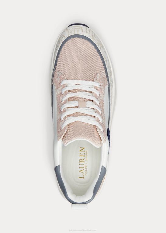hvid/lyserød/marineblå Kvinder Ralph Lauren Reaghan logo jacquard & læder sneaker Z426B5086