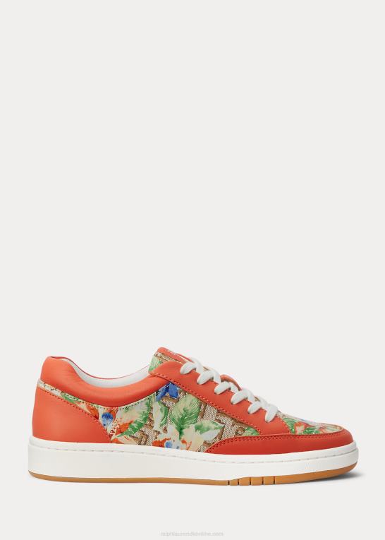 khaki/portside koral Kvinder Ralph Lauren hailey blomstret monogram jacquard sneaker Z426B5128
