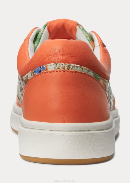 khaki/portside koral Kvinder Ralph Lauren hailey blomstret monogram jacquard sneaker Z426B5128