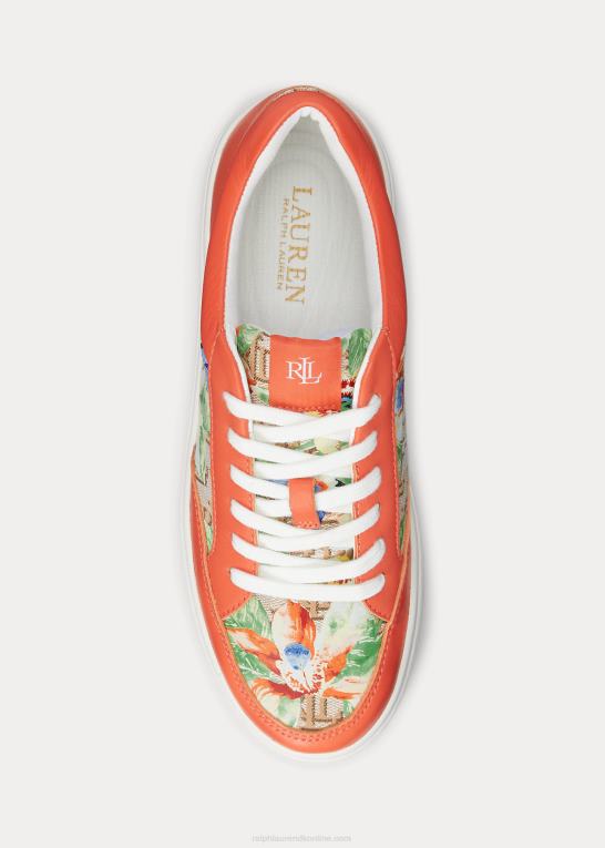 khaki/portside koral Kvinder Ralph Lauren hailey blomstret monogram jacquard sneaker Z426B5128