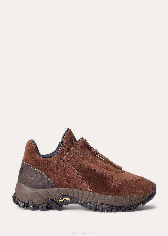 kredsløb brun Kvinder Ralph Lauren grayson sneaker med lynlås i kalv-ruskind Z426B5110