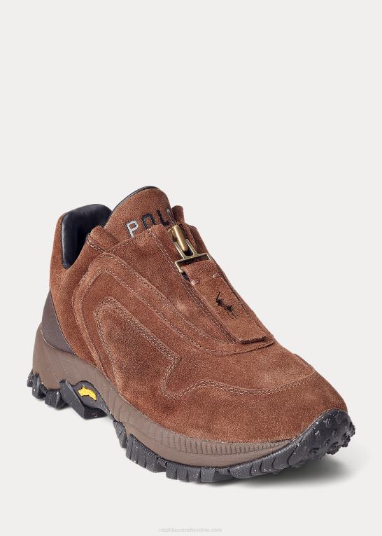 kredsløb brun Kvinder Ralph Lauren grayson sneaker med lynlås i kalv-ruskind Z426B5110