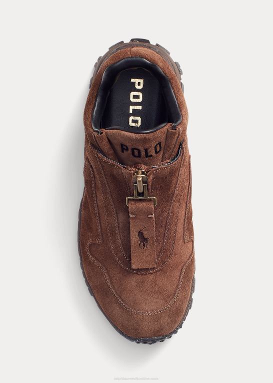 kredsløb brun Kvinder Ralph Lauren grayson sneaker med lynlås i kalv-ruskind Z426B5110