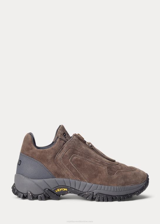 mørkegrå Kvinder Ralph Lauren grayson sneaker med lynlås i kalv-ruskind Z426B5109