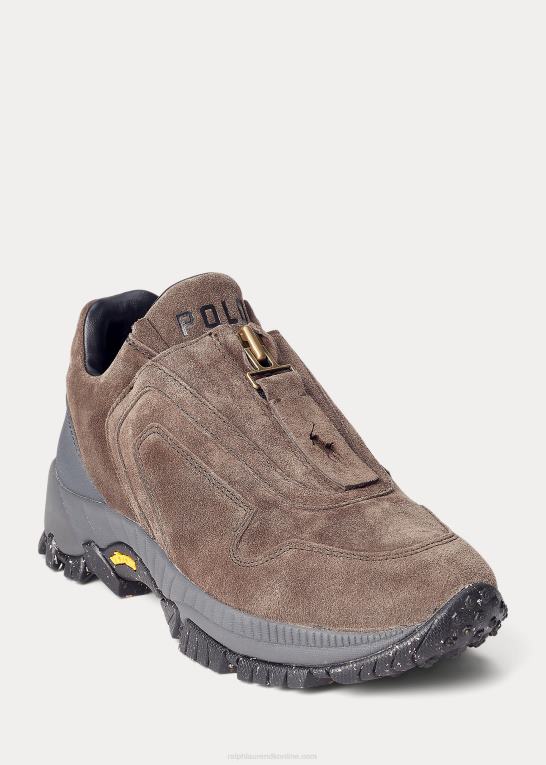 mørkegrå Kvinder Ralph Lauren grayson sneaker med lynlås i kalv-ruskind Z426B5109