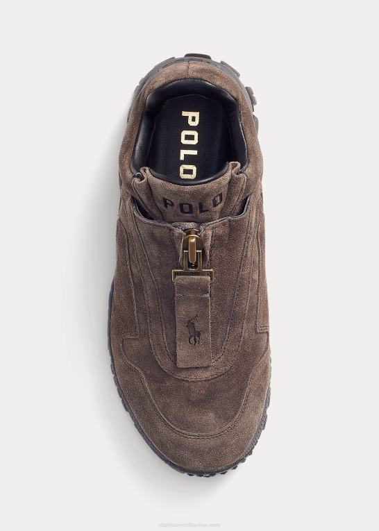 mørkegrå Kvinder Ralph Lauren grayson sneaker med lynlås i kalv-ruskind Z426B5109