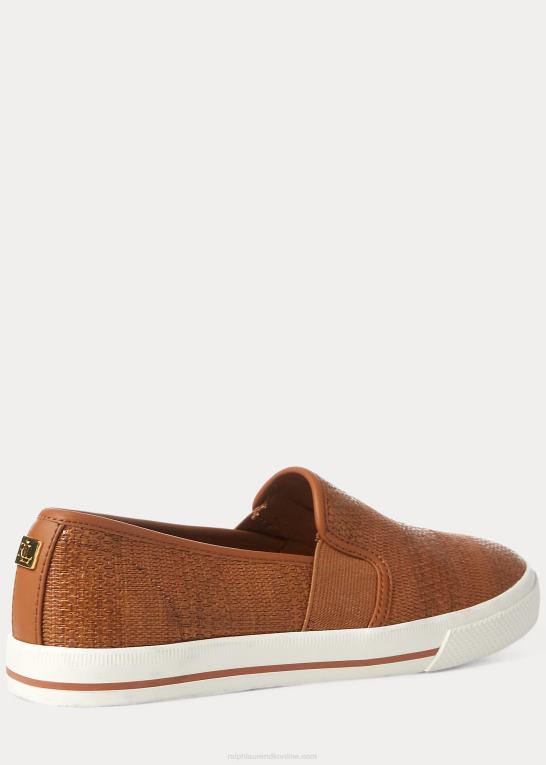 tan Kvinder Ralph Lauren jinny vævet slip-on sneaker Z426B5081