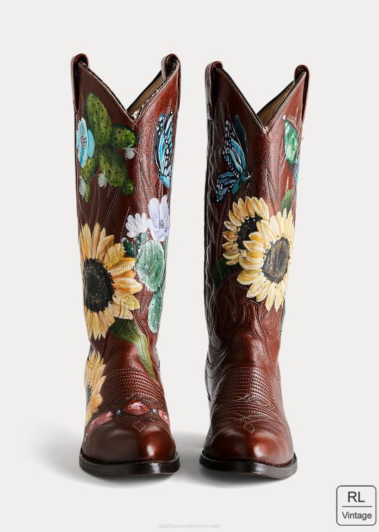 Kvinder Ralph Lauren håndmalet vintage cowboystøvle (1978) Z426B9638