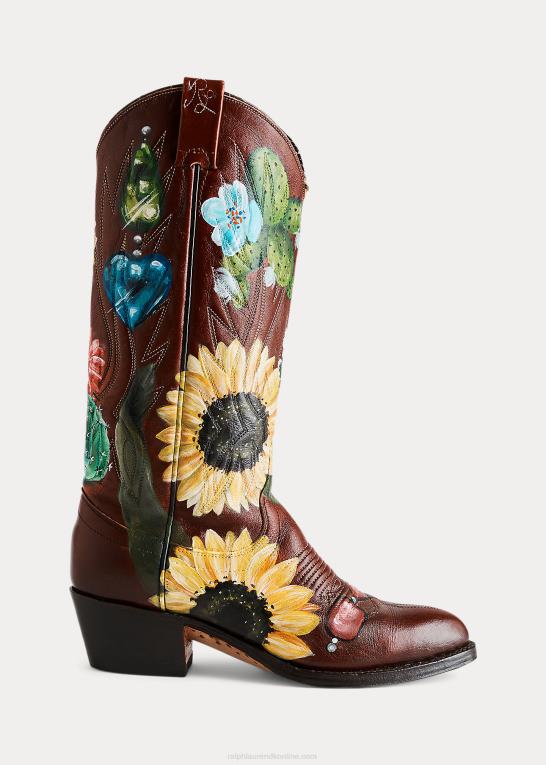 Kvinder Ralph Lauren håndmalet vintage cowboystøvle (1978) Z426B9638