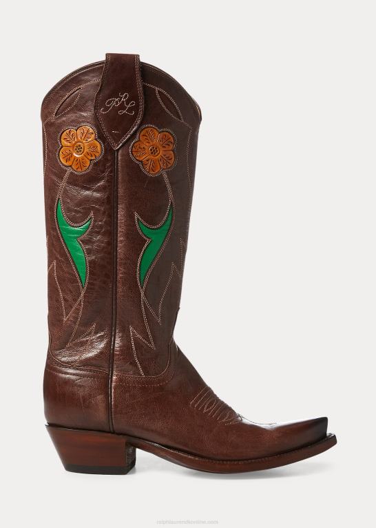 chokolade brun Kvinder Ralph Lauren selene cowboystøvle i læder Z426B9634