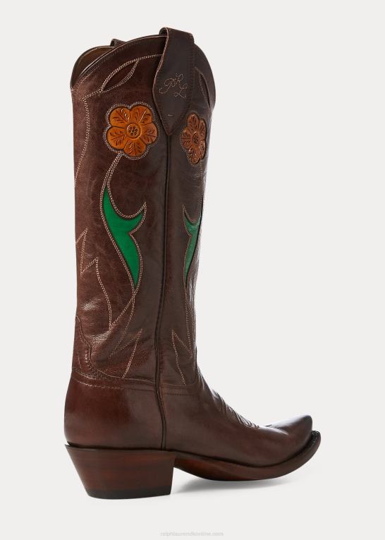 chokolade brun Kvinder Ralph Lauren selene cowboystøvle i læder Z426B9634