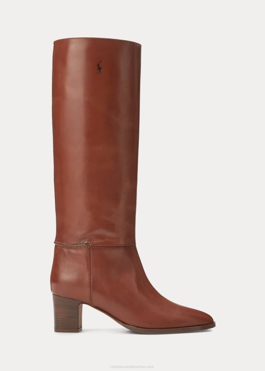 cuoio Kvinder Ralph Lauren høj kalveskindsstøvle Z426B5122