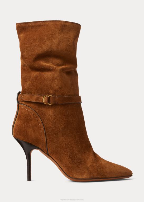 kanel Kvinder Ralph Lauren zoe støvle i mellemrusskind i kalveskind Z426B9639