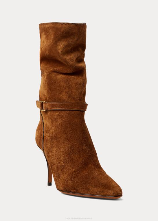 kanel Kvinder Ralph Lauren zoe støvle i mellemrusskind i kalveskind Z426B9639