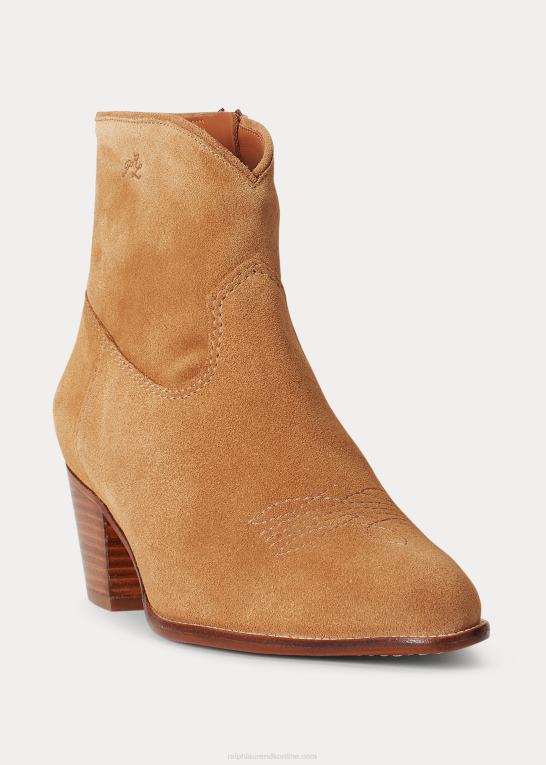 karamel Kvinder Ralph Lauren lucille ruskindsstøvle Z426B5119