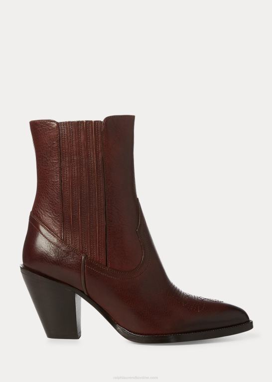 mørk cognac Kvinder Ralph Lauren lowrey cowboystøvle i læder Z426B5121