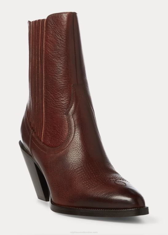 mørk cognac Kvinder Ralph Lauren lowrey cowboystøvle i læder Z426B5121