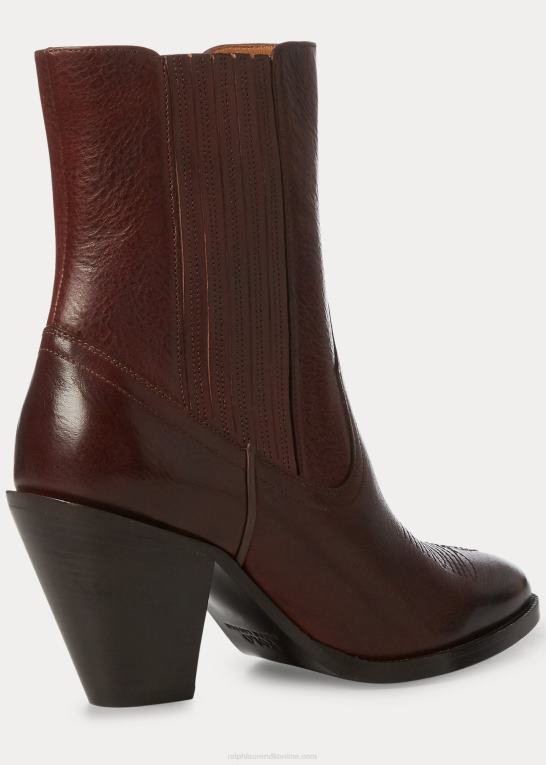 mørk cognac Kvinder Ralph Lauren lowrey cowboystøvle i læder Z426B5121