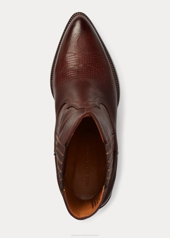 mørk cognac Kvinder Ralph Lauren lowrey cowboystøvle i læder Z426B5121