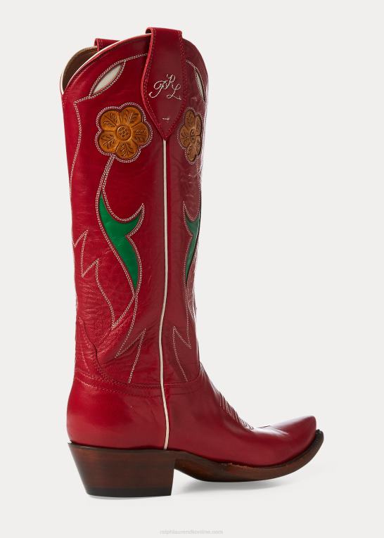 rød Kvinder Ralph Lauren selene cowboystøvle i læder Z426B9636