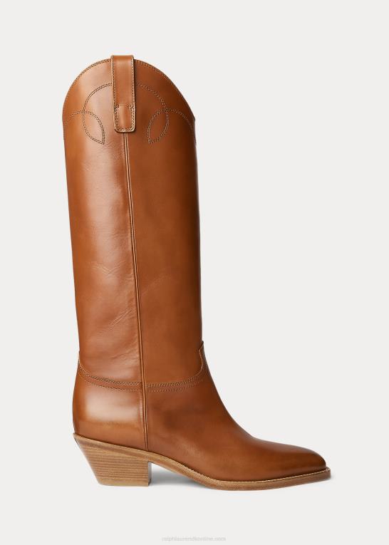 rl guld Kvinder Ralph Lauren jaelynne høj støvle i poleret kalveskind Z426B9706