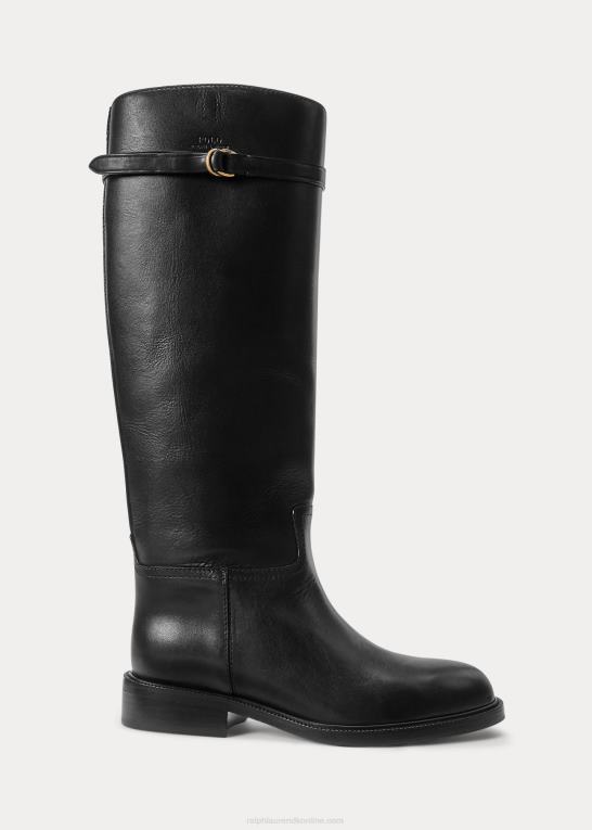 sort Kvinder Ralph Lauren Vachetta ridestøvle i læder Z426B9643
