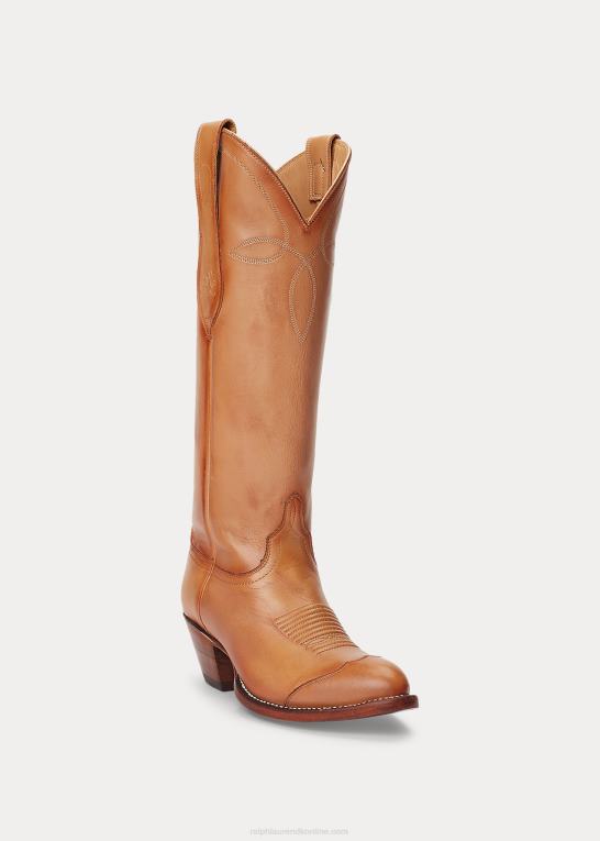 tan Kvinder Ralph Lauren kiera cowboystøvle i læder Z426B9637