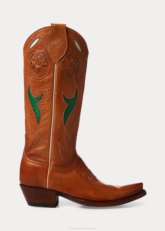 tan Kvinder Ralph Lauren selene cowboystøvle i læder Z426B9635