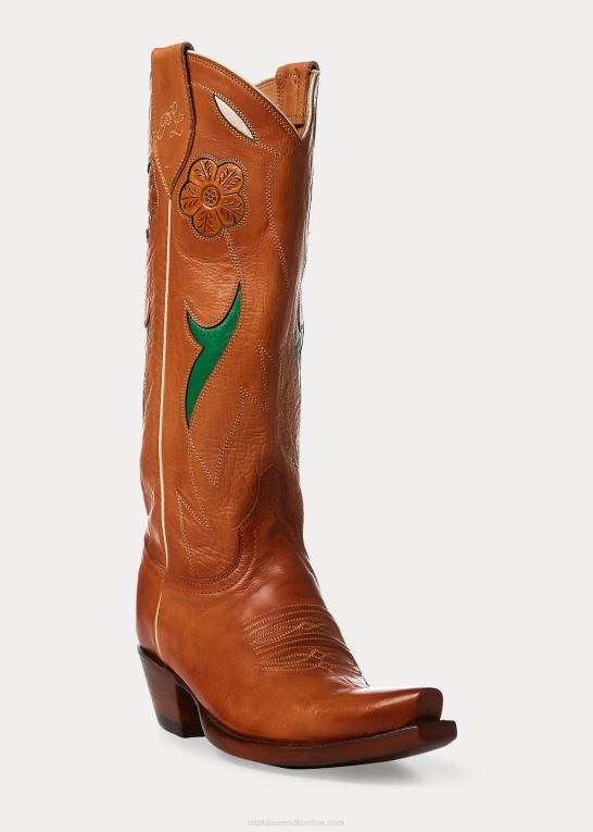 tan Kvinder Ralph Lauren selene cowboystøvle i læder Z426B9635