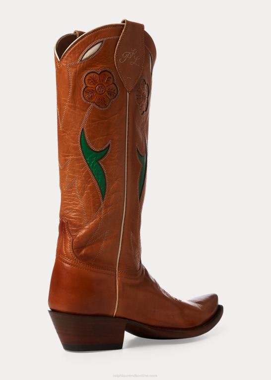 tan Kvinder Ralph Lauren selene cowboystøvle i læder Z426B9635