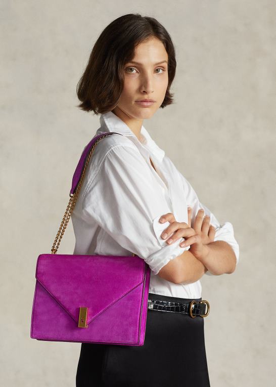 Kvinder Ralph Lauren polo id kuverttaske i ruskind Z426B5437