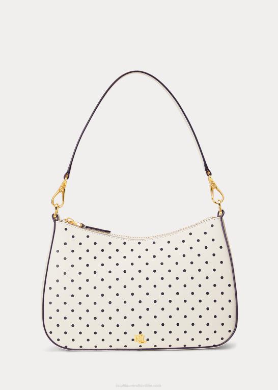 fransk flåde prik/creme Kvinder Ralph Lauren polkaprikket læder medium danni taske Z426B5338