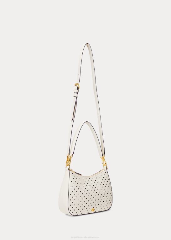 fransk flåde prik/creme Kvinder Ralph Lauren polkaprikket læder medium danni taske Z426B5338