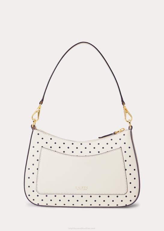 fransk flåde prik/creme Kvinder Ralph Lauren polkaprikket læder medium danni taske Z426B5338